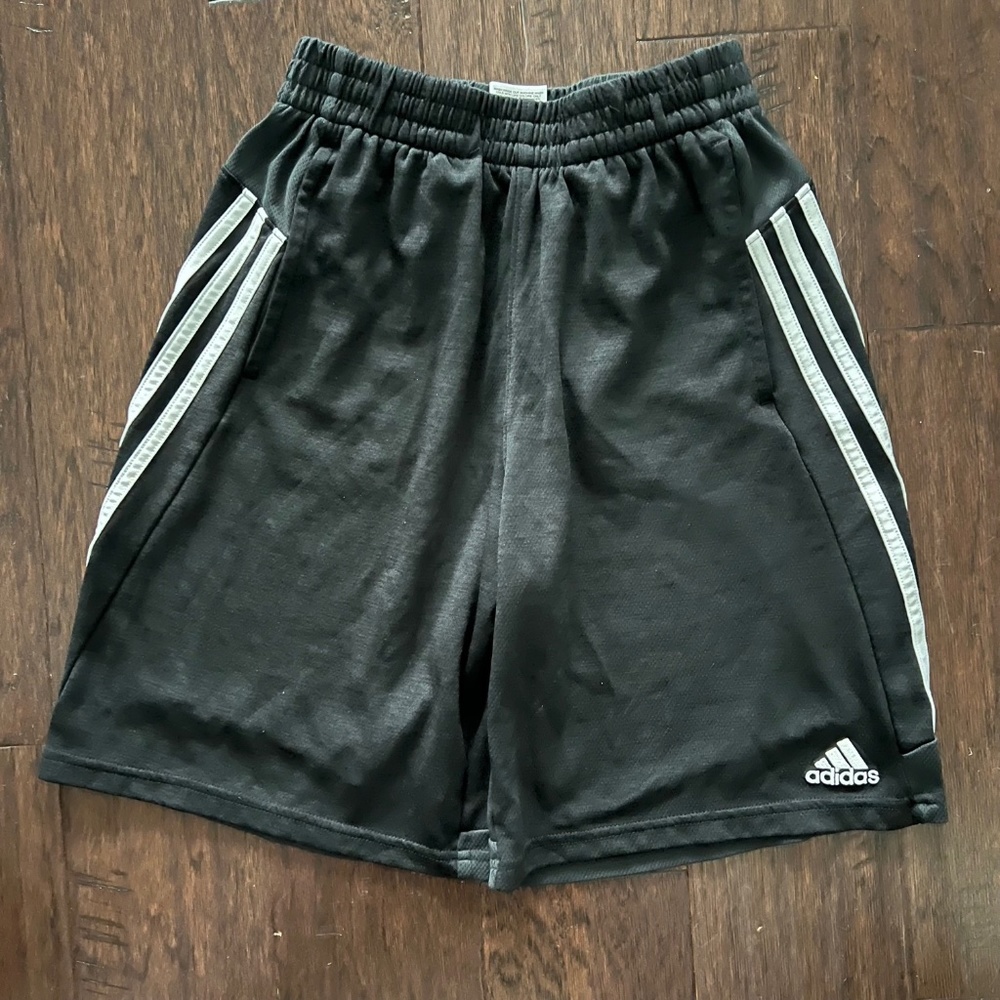 Adidas Climilite Athletic Shorts, Black with White Stripes. Size L (14-16)